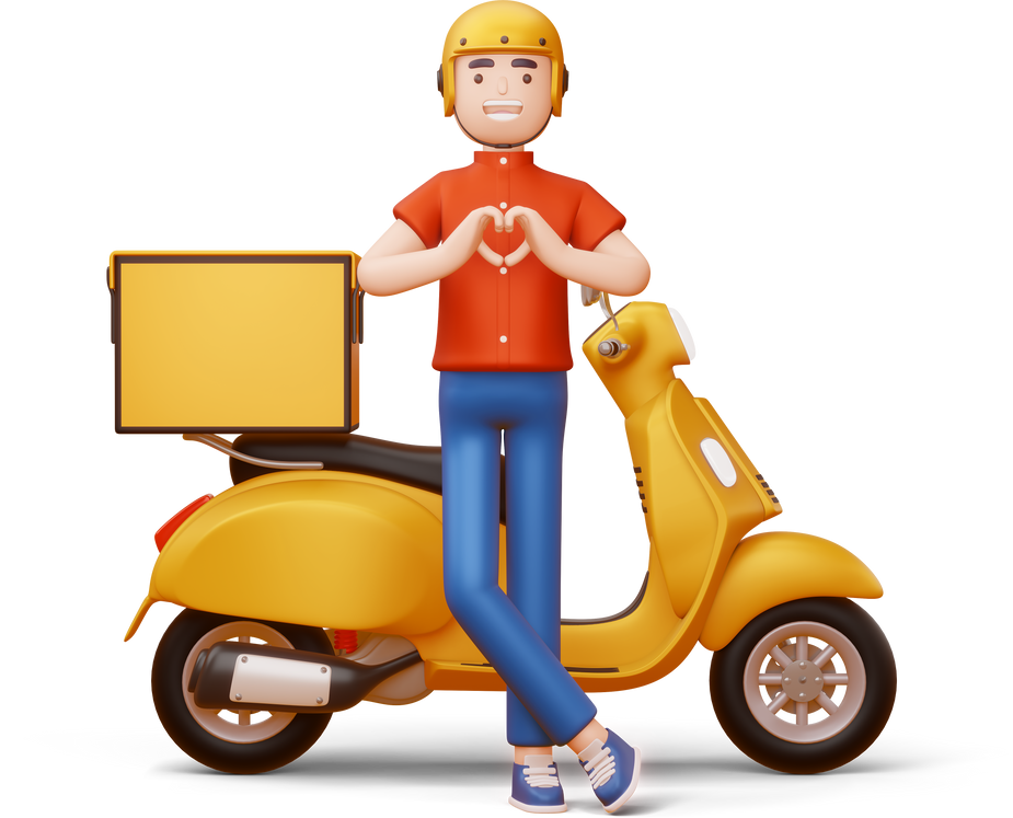 Delivery Man Doing a Heart Shape with Hands